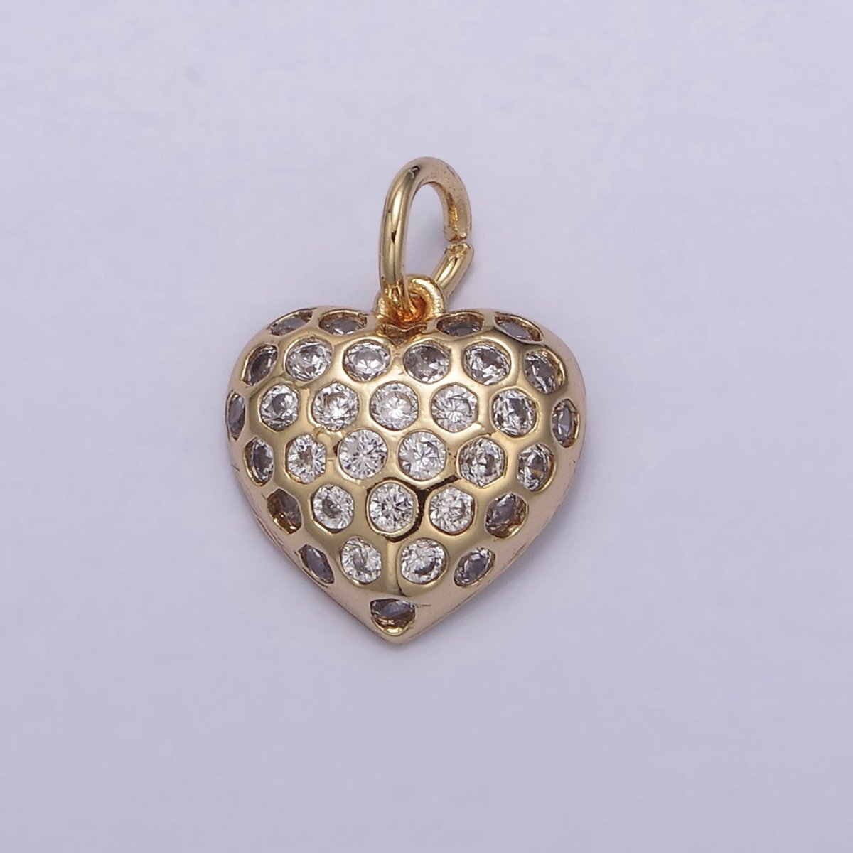 Dainty Gold Heart Charm Cubic Zirconia Love Pendant Add on Charm N-829