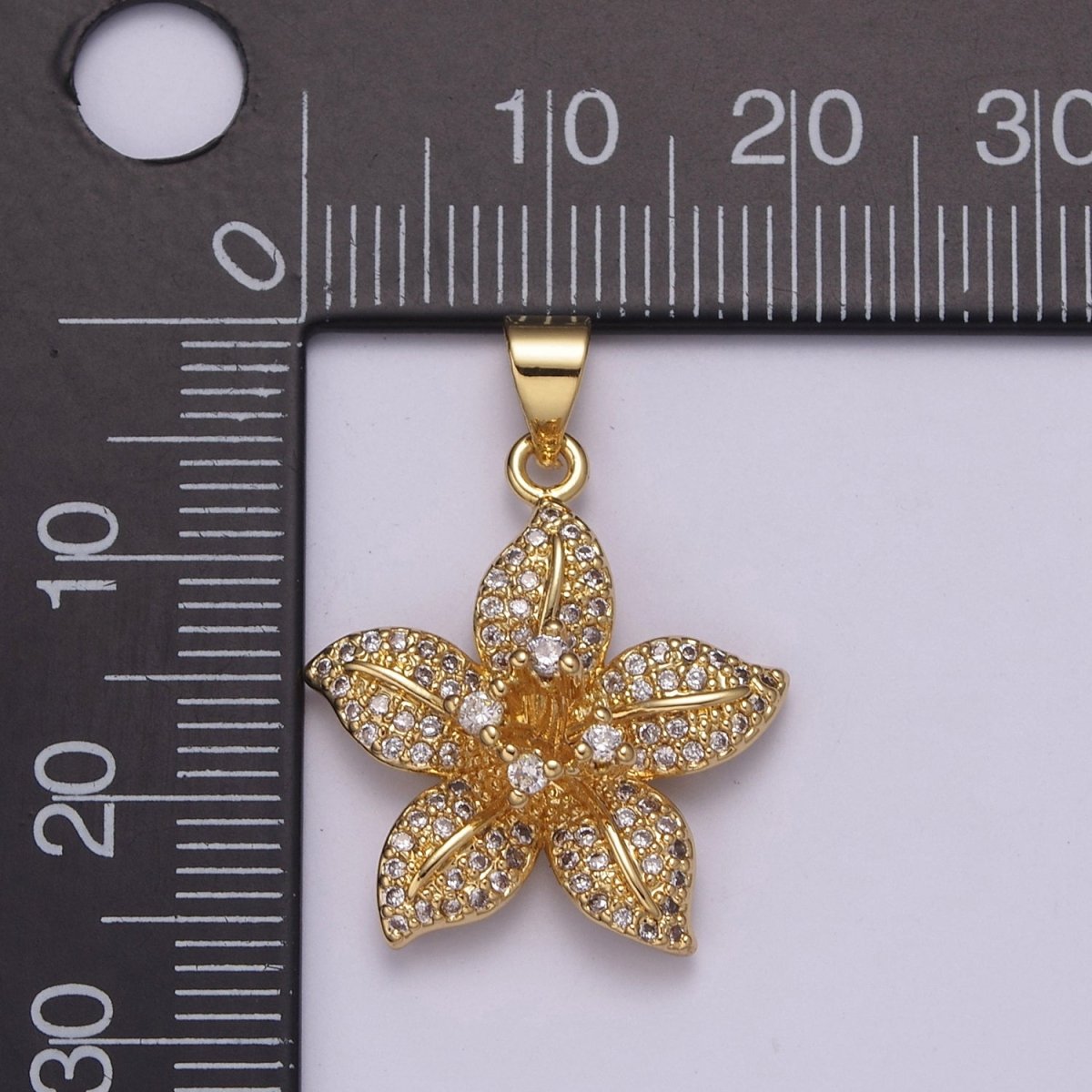 Dainty Gold Hibiscus Pendant Flower Floral Charm, Small Wild Flower Charm for Necklace Bracelet Micro Pave Jewelry N-526