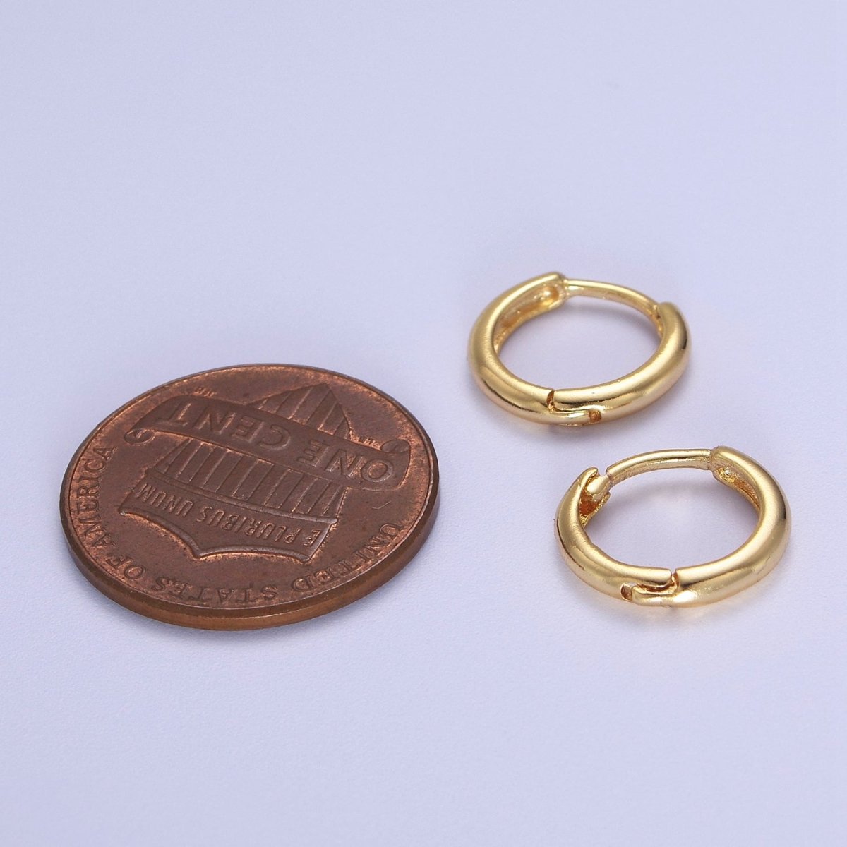 Dainty Gold Huggie Earring 12mm Simple Minimalist Hoop  V-092