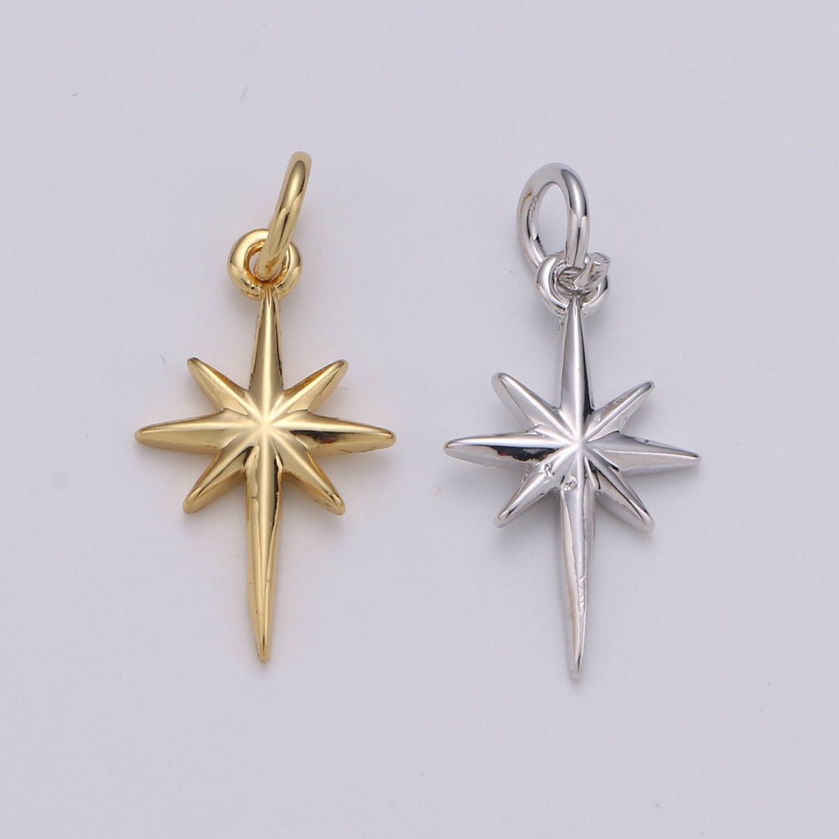 Dainty Gold  North Star Charm Necklace, Bethlehem Star Pendant in Silver Celestial Jewelry Making Supply D-450 D-451
