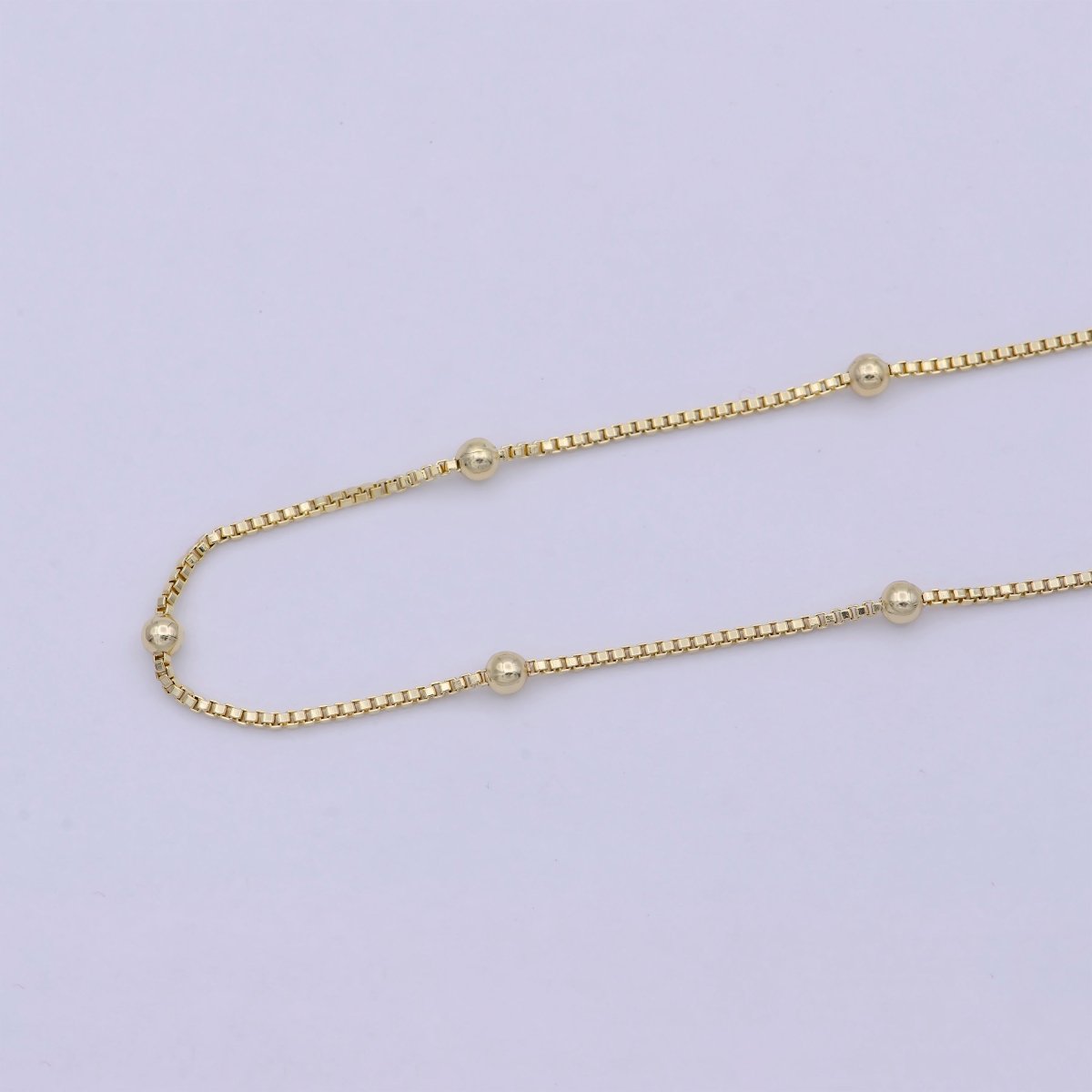 Dainty Gold Satellite Bead Chain Box Chain 18 inch Necklace For Jewelry Making Supply | WA-753 Clearance Pricing