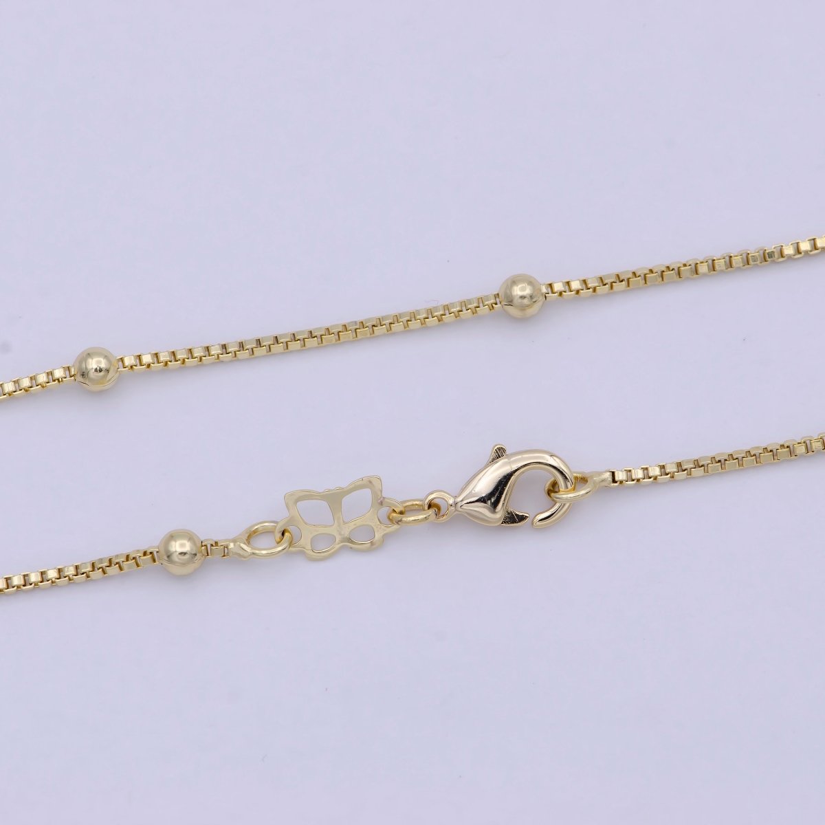 Dainty Gold Satellite Bead Chain Box Chain 18 inch Necklace For Jewelry Making Supply | WA-753 Clearance Pricing