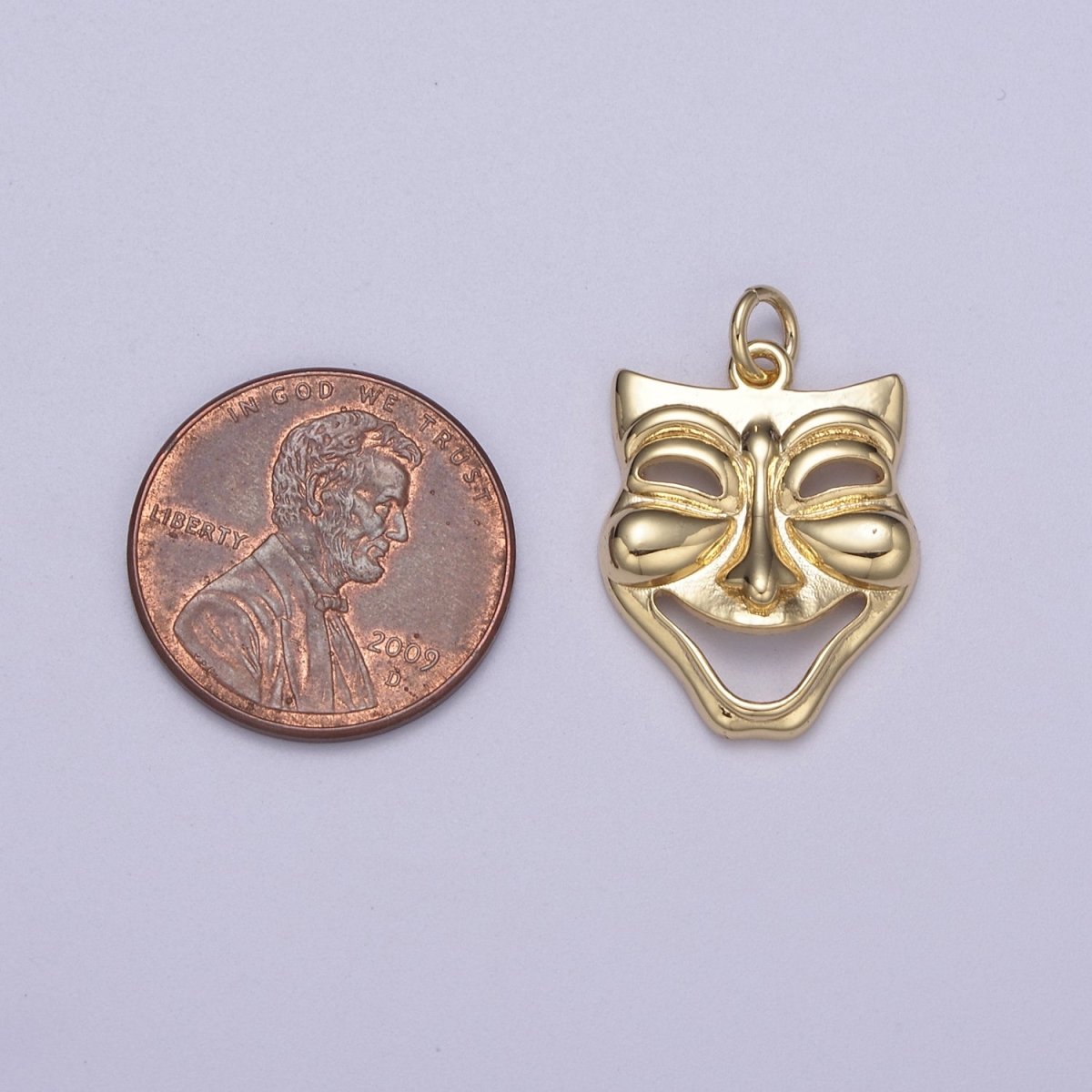 Dainty Gold Theater Mask Charm Drama Play Art Comedy Charm Cameo Inspired Gift C-344