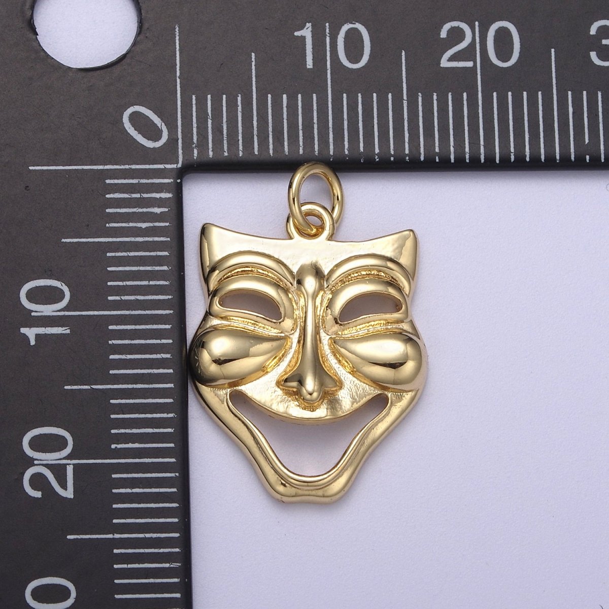 Dainty Gold Theater Mask Charm Drama Play Art Comedy Charm Cameo Inspired Gift C-344