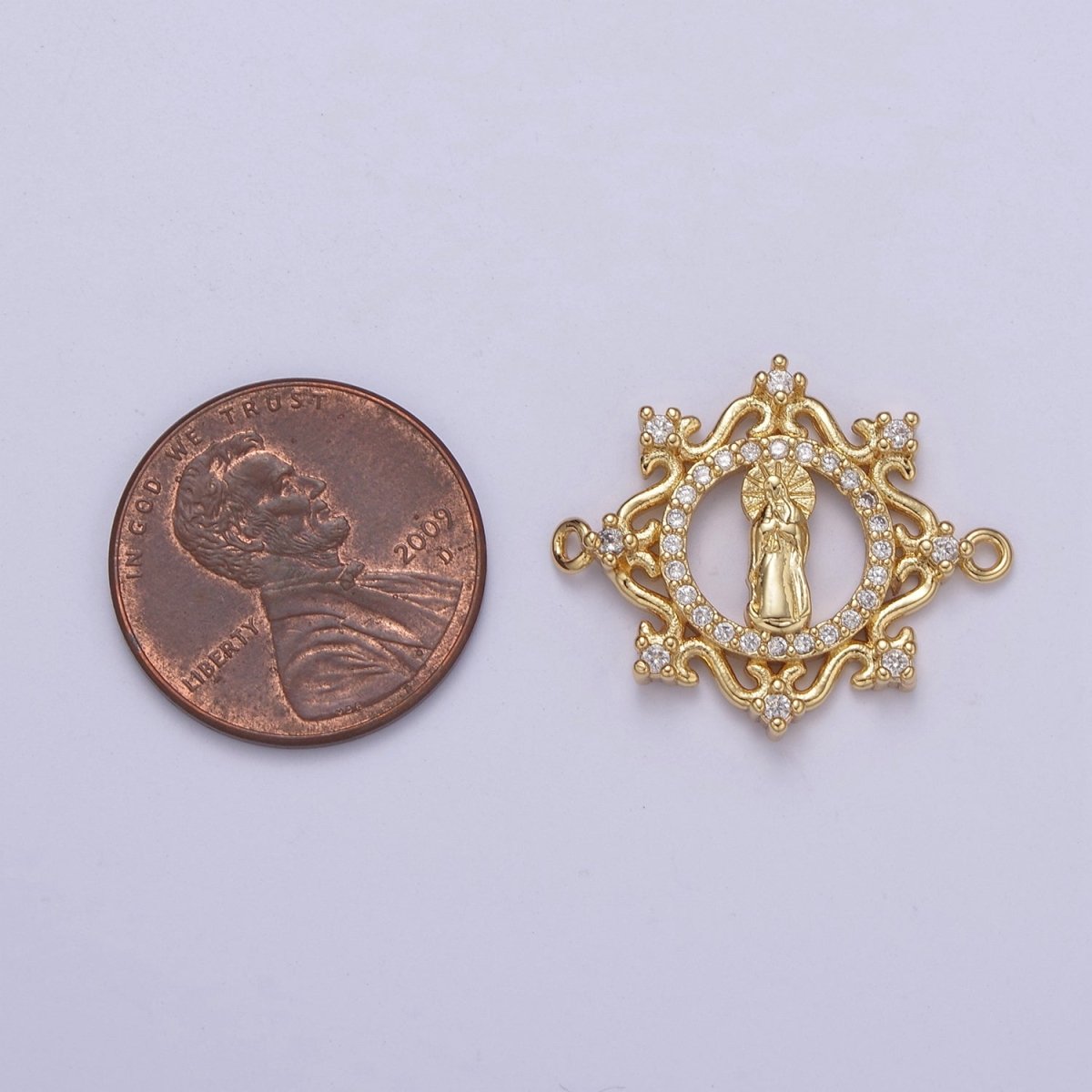 Dainty Gold Virgin Mary Charm Connector for Bracelet F-432