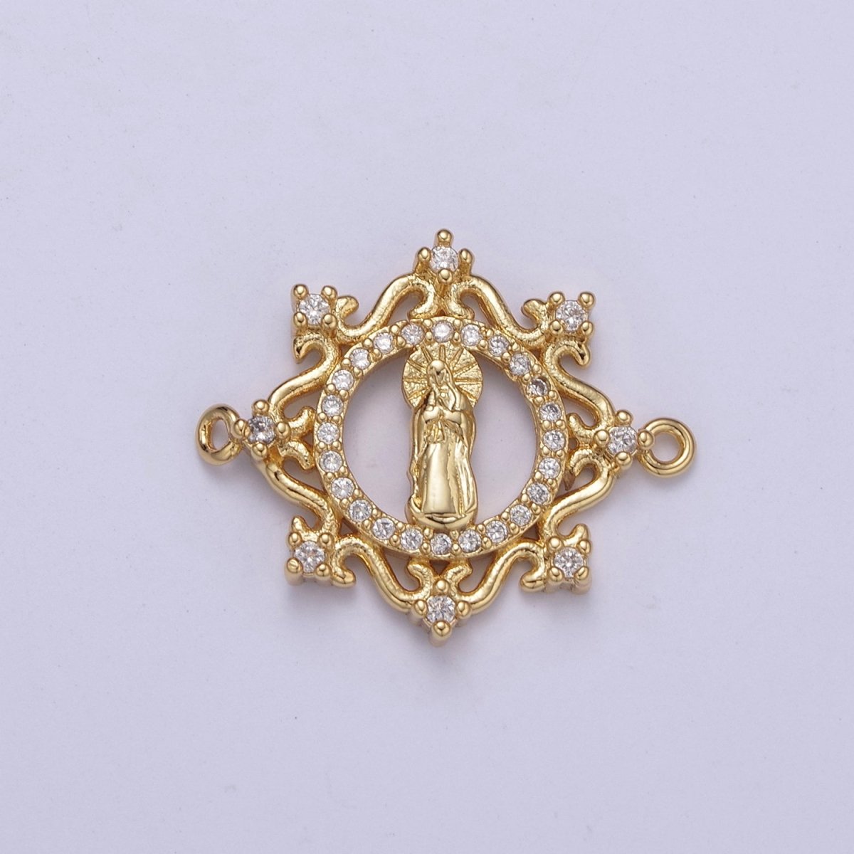Dainty Gold Virgin Mary Charm Connector for Bracelet F-432