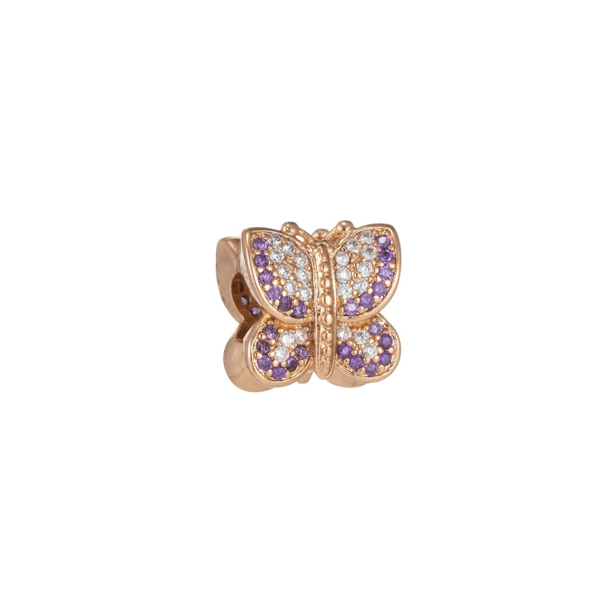 Dainty Golden Butterfly Beads CZ Crystal Mini Gold Filled Mariposa Animal Jewelry Making Beads B-345