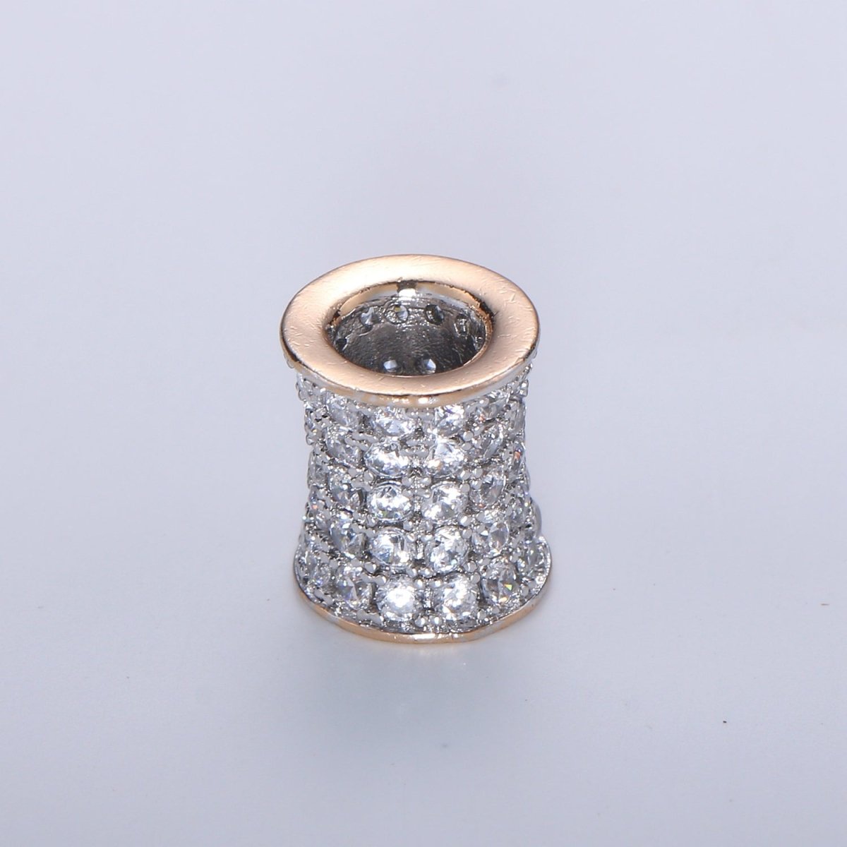 Dainty Golden Tube with Crystal Roll Beads CZ Gold Filled Mini Geometric Micro Pave Jewelry Making Beads B362