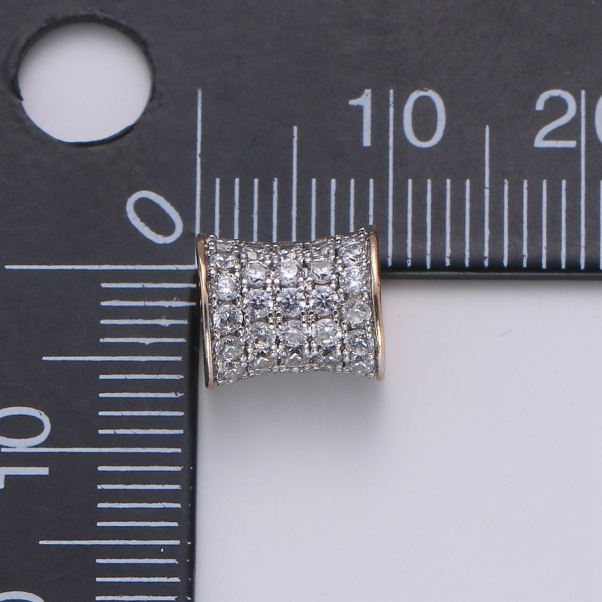 Dainty Golden Tube with Crystal Roll Beads CZ Gold Filled Mini Geometric Micro Pave Jewelry Making Beads B362