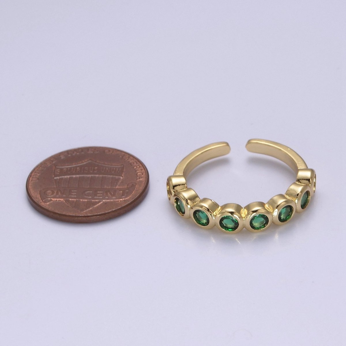 Dainty Green Gold Emerald CZ Ring Cubic Zirconia Minimalist Ring Dainty Green CZ Adjustable Ring S-501