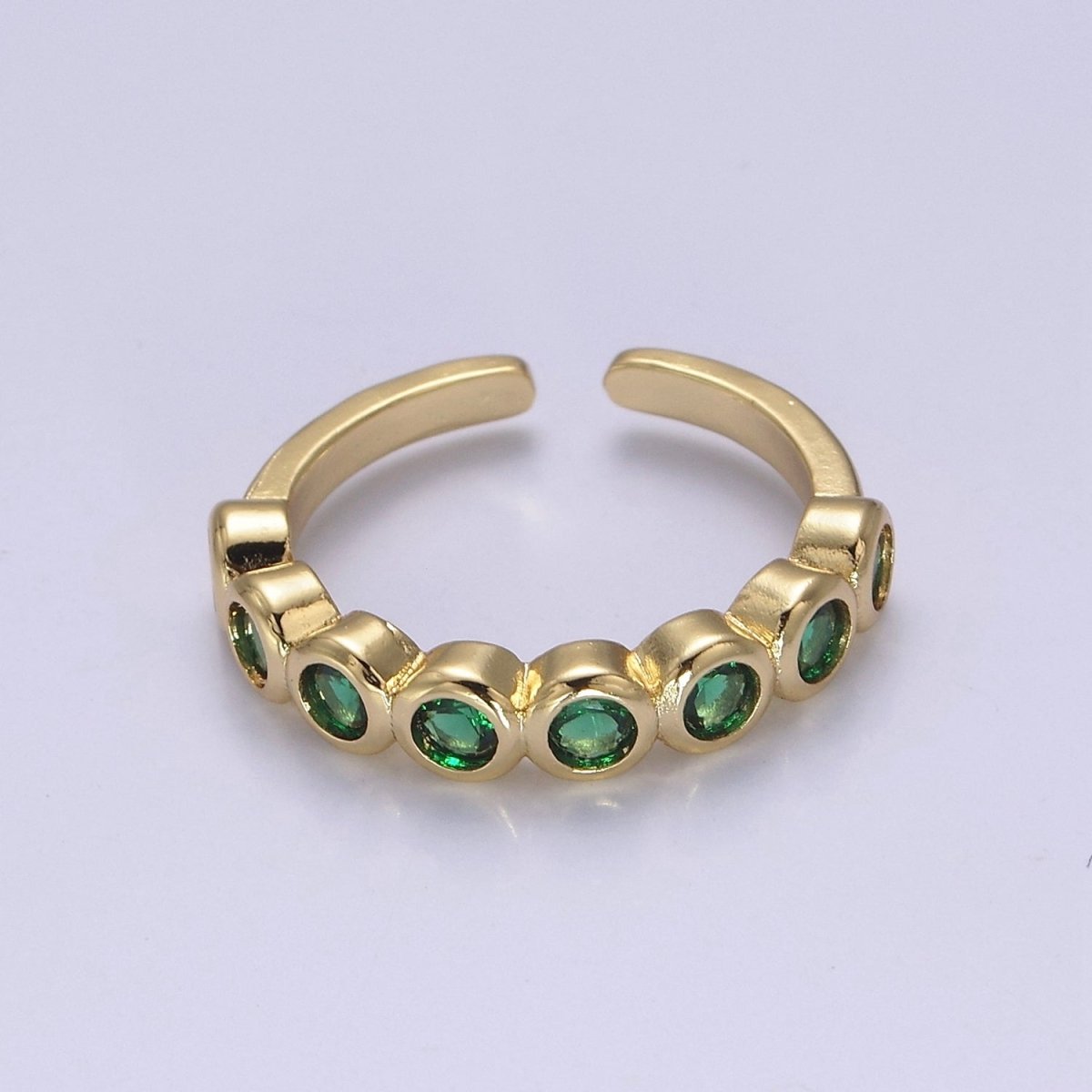 Dainty Green Gold Emerald CZ Ring Cubic Zirconia Minimalist Ring Dainty Green CZ Adjustable Ring S-501