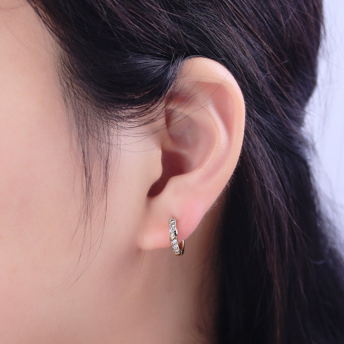 Dainty Hoops, Tiny Hoops, Diamond CZ Hoop Earrings, Small Hoop Diamond Earrings Minimalist Huggie Hoops Jewelry T-299