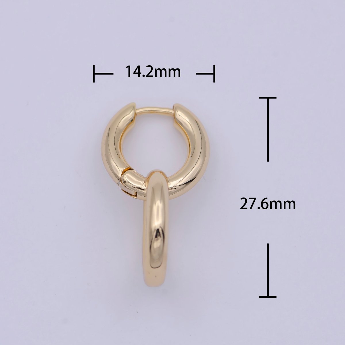 Dainty Intertwined Huggie Earrings with Round Dangle Charm Drop | AD-085