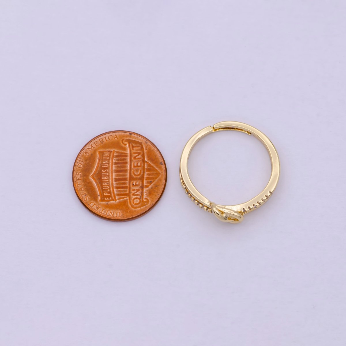 Dainty Knot Twist Cz Ring Open Adjustable U-217