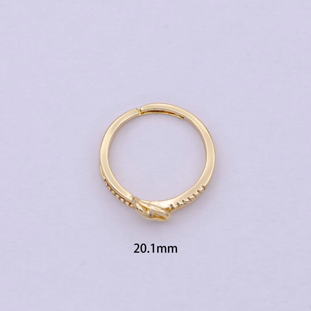 Dainty Knot Twist Cz Ring Open Adjustable U-217