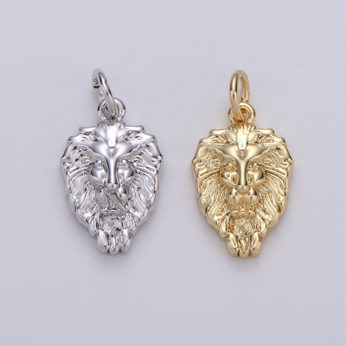 Dainty Lion Charm Gold Medallion, Silver Lion Pendant, Lion King Jewelry, Animal Necklace Charm for Bracelet Earring Necklace Component D-130 D-131