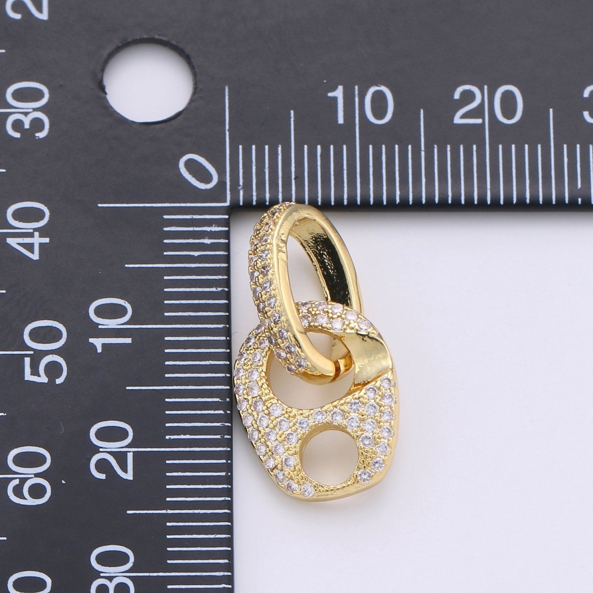 Dainty Mariner Anchor Link Charm Necklace, Yellow Gold Mariner Link Pendant, 24K Yellow Gold Filled Charm Micro Pave Mariner Anchor Charm K-797