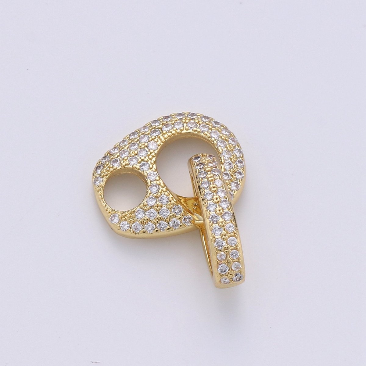 Dainty Mariner Anchor Link Charm Necklace, Yellow Gold Mariner Link Pendant, 24K Yellow Gold Filled Charm Micro Pave Mariner Anchor Charm K-797