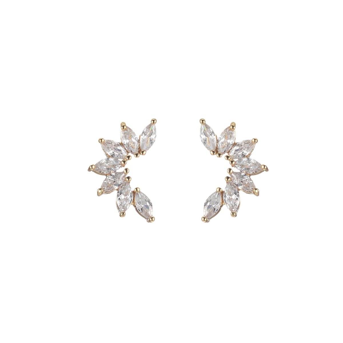 Dainty Marquise Stones Climber Stud Earrings for Wedding Bridesmaid Bridal Earring Jewelry