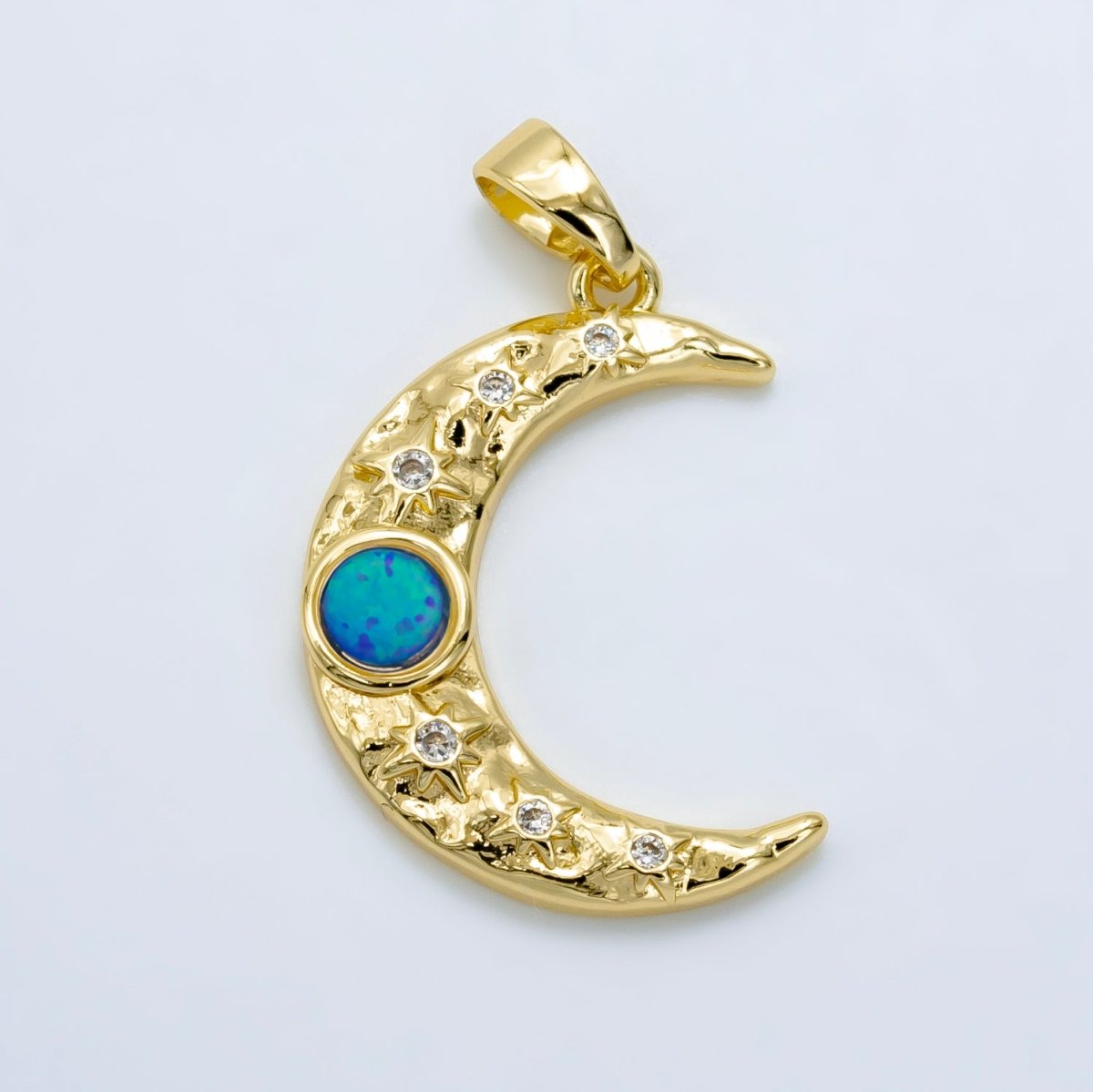 Dainty Moon Pendant Gold Moon with Opal Stone Pendant Necklace, Celestial Jewelry Opal Stone Necklace Star Charm N-493 N-494
