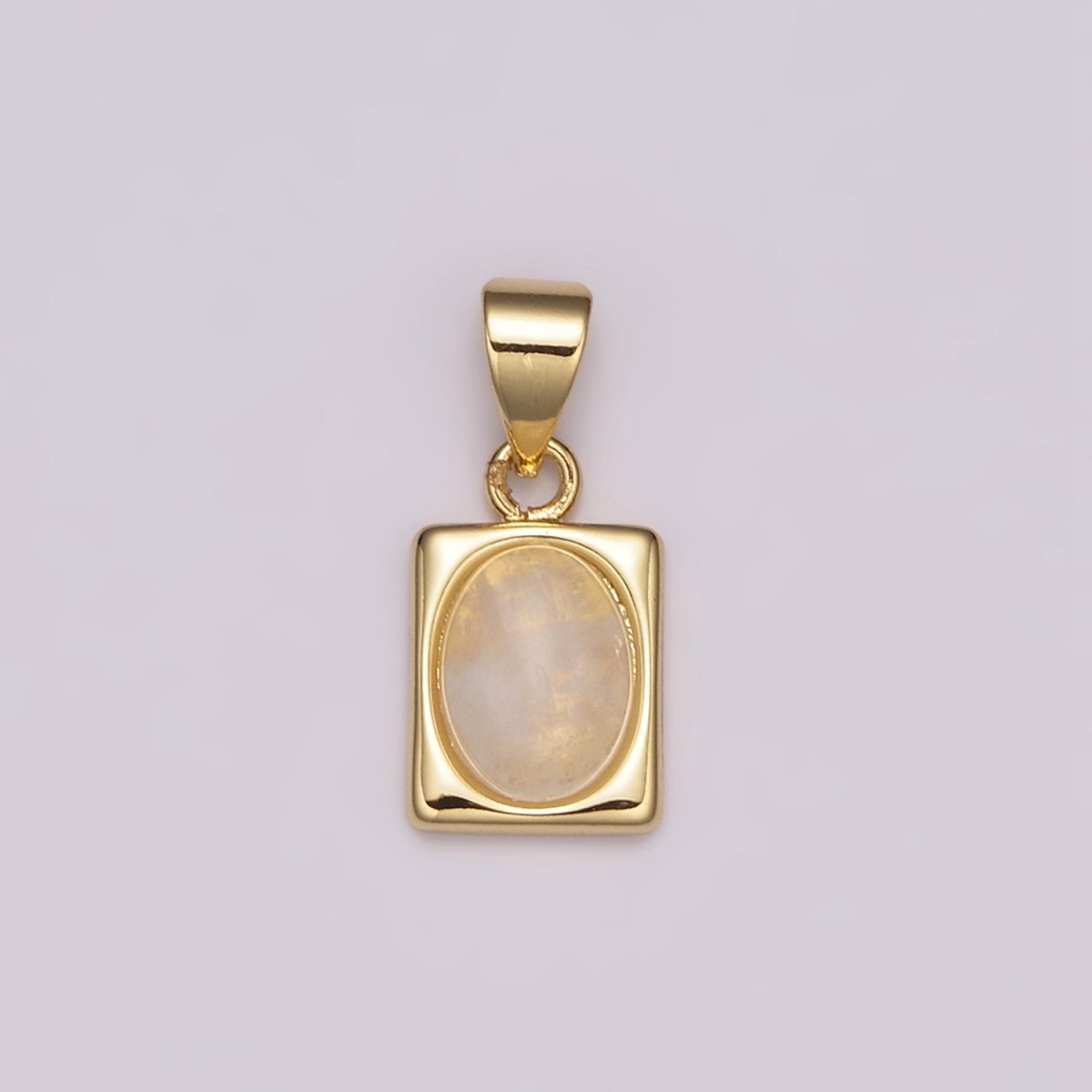 Dainty Moonstone Pendant 24k Gold Filled Square Charm for Minimalist Jewelry Making N-486