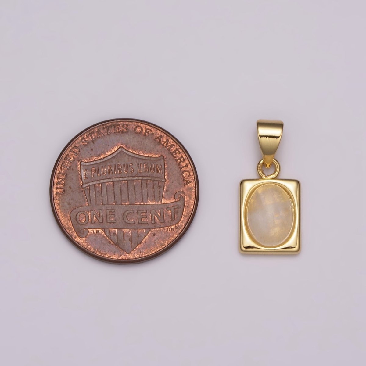 Dainty Moonstone Pendant 24k Gold Filled Square Charm for Minimalist Jewelry Making N-486