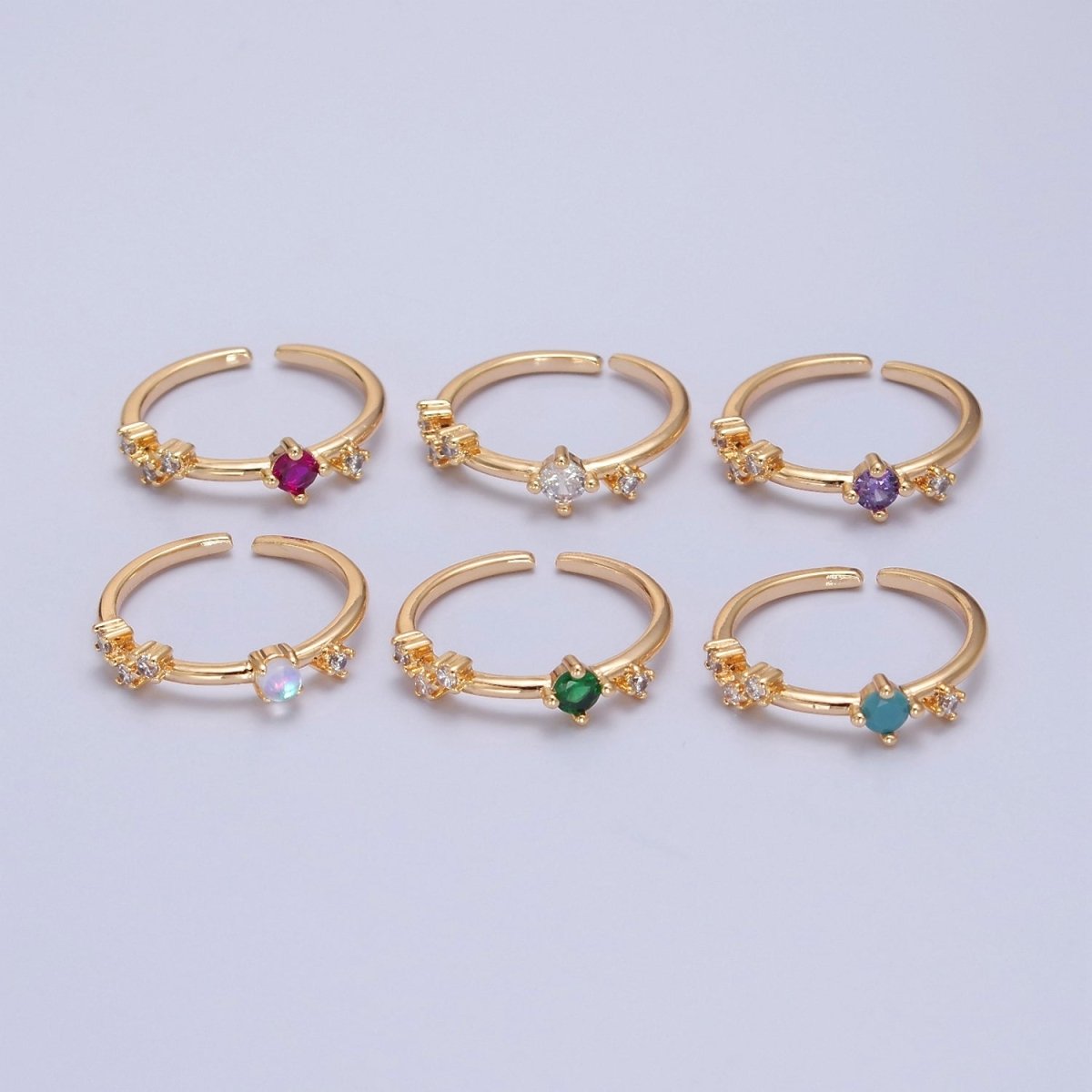 Dainty Multi-Stone Ring • Gold Band Cz Birthstone Ring O-2152~ O-2157