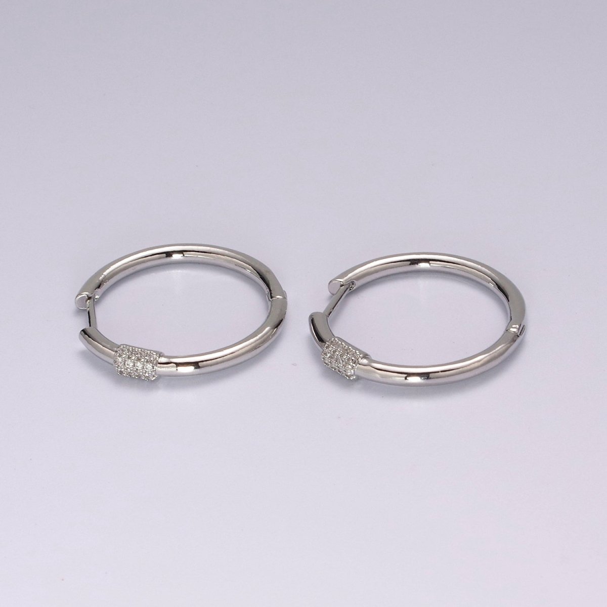 Dainty pave zirconia hoops, 25mm cz hoop earrings, Dainty earrings, Minimalist earrings, Thin hoops, Gold pave hoops T-231 T-232