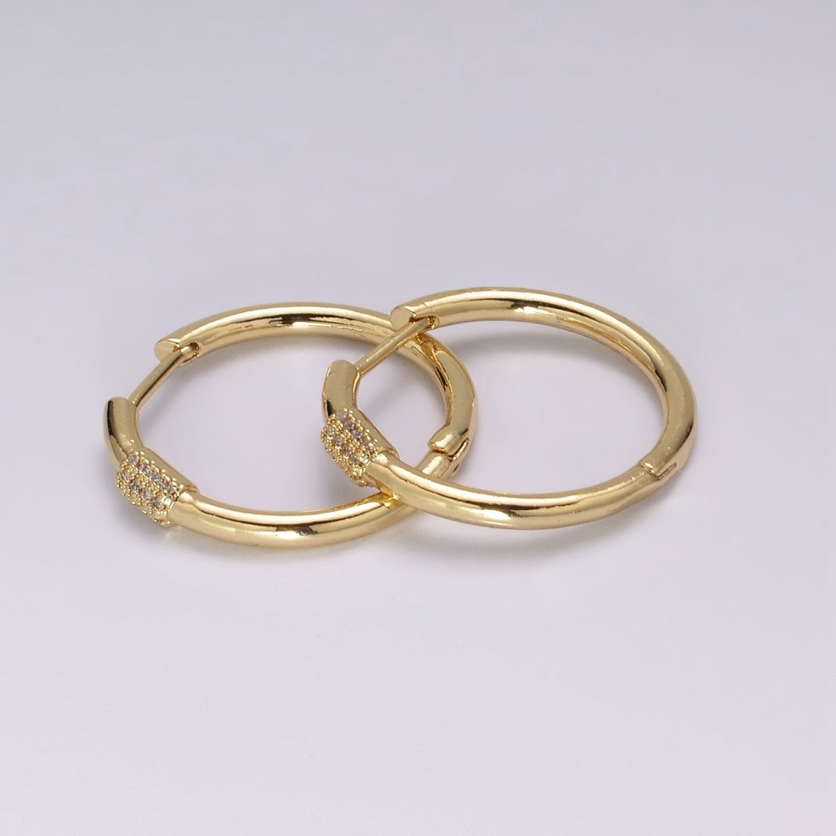 Dainty pave zirconia hoops, 25mm cz hoop earrings, Dainty earrings, Minimalist earrings, Thin hoops, Gold pave hoops T-231 T-232
