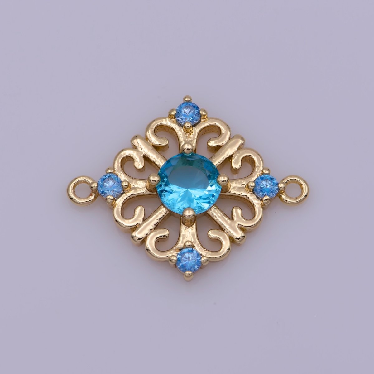 Dainty Rhombus Gold Filigree Ornate Link Connector for Charm Earring Necklace Bracelet Supply Y-390