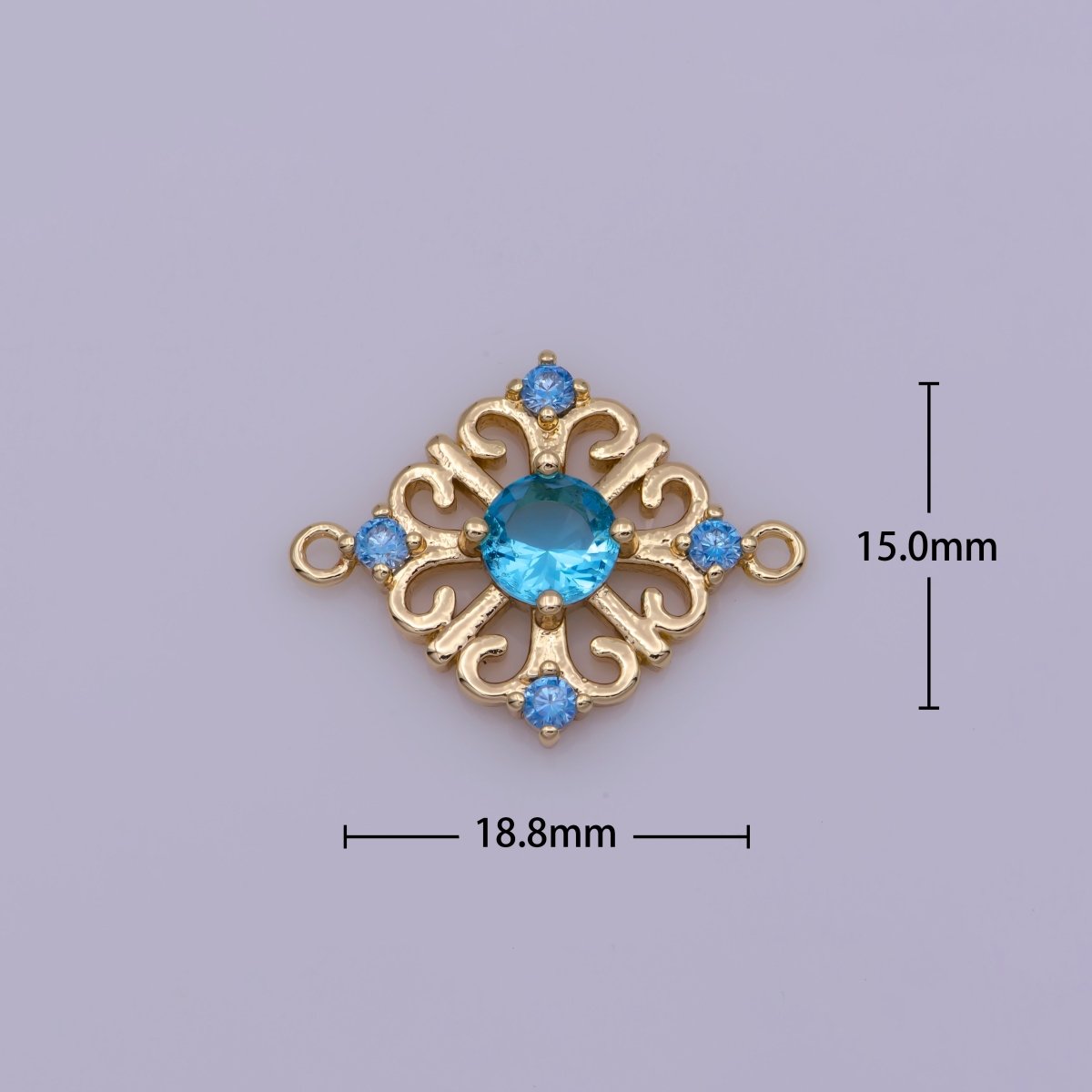 Dainty Rhombus Gold Filigree Ornate Link Connector for Charm Earring Necklace Bracelet Supply Y-390