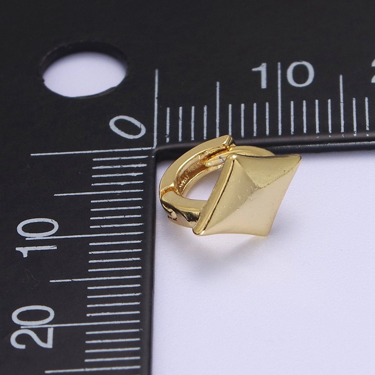 Dainty Rhombus Huggie Earrings | Tiny Geometric Hoops | Polygon Minimalist Earring  V-091