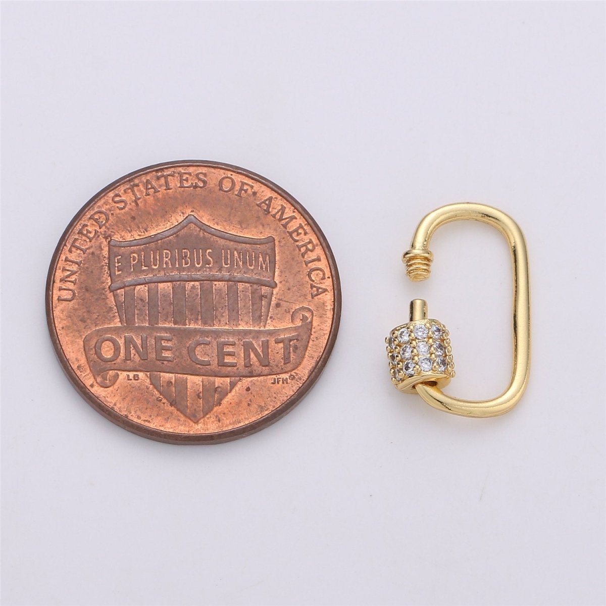 Dainty Small Carabiner Screw  Clasp, Screw Clasp Oval, Interlocking Oval Clasp, Pave Oval Shaped Clasps, Gold Color Only K-471