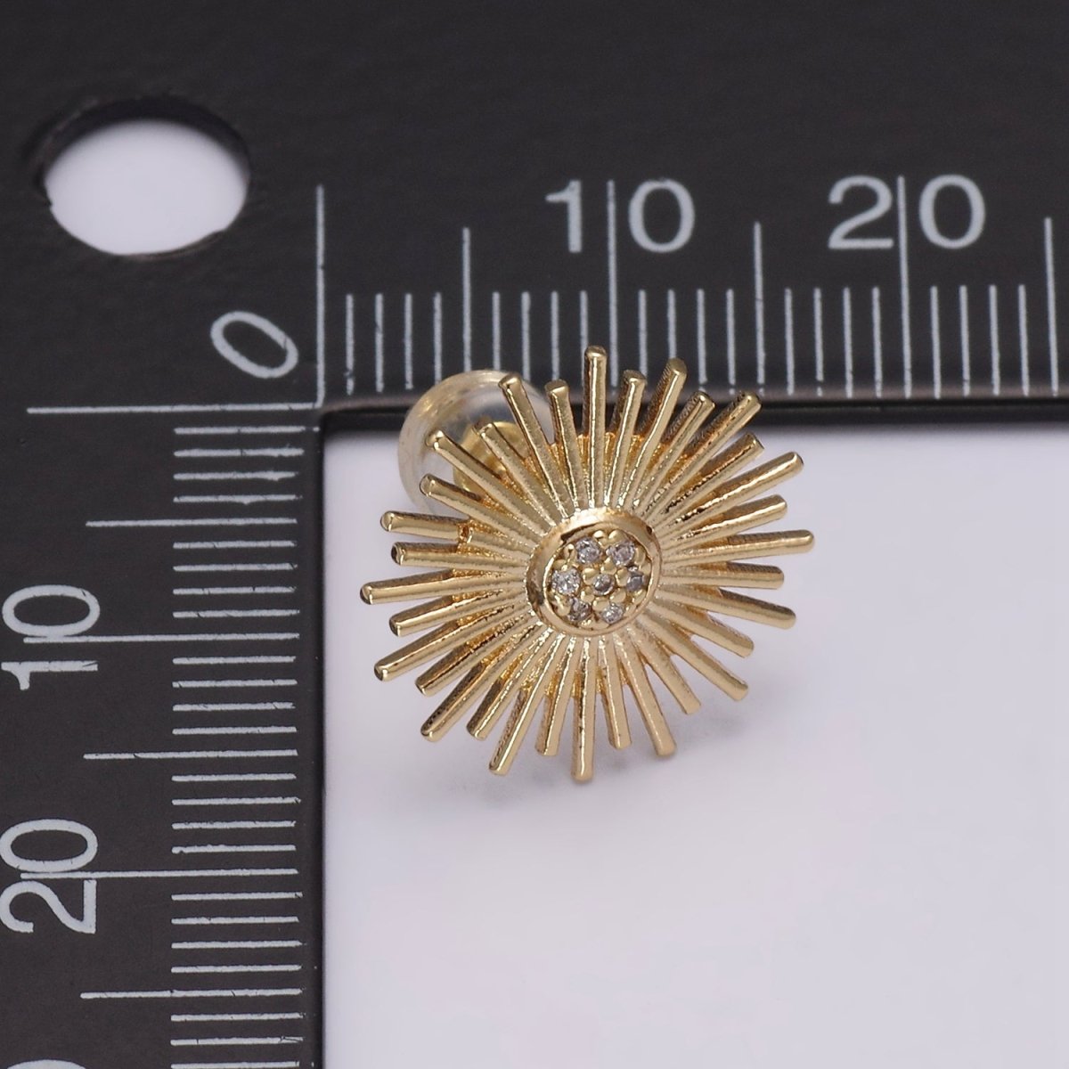 Dainty Sun earrings • sunburst stud earrings • gold sun earrings • gold stud earrings • Cz Everday earrings • small earrings T-234