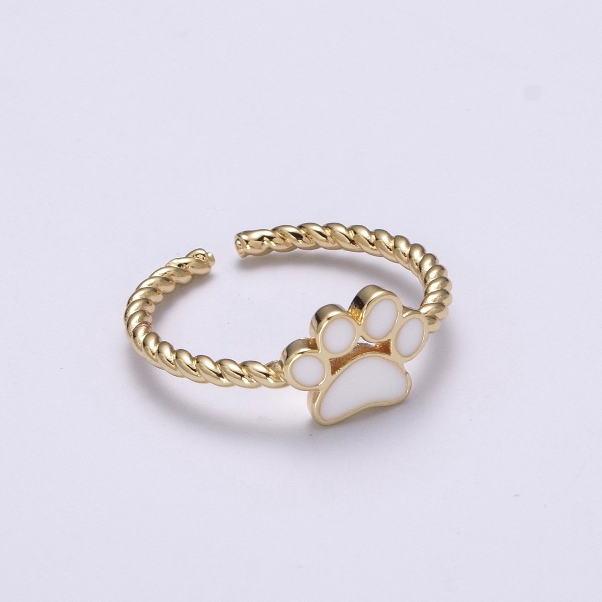 Dainty Thin Paw Print Enamel Fashion Ring with Colorfuul Paw Dog Lover Cat Lover Jewelry Open Adjustable U-030~U-033