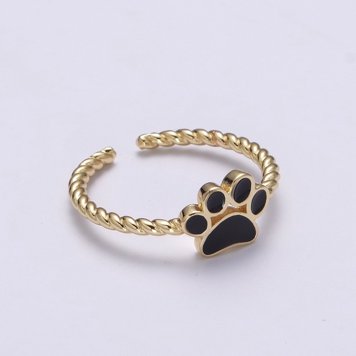 Dainty Thin Paw Print Enamel Fashion Ring with Colorfuul Paw Dog Lover Cat Lover Jewelry Open Adjustable U-030~U-033