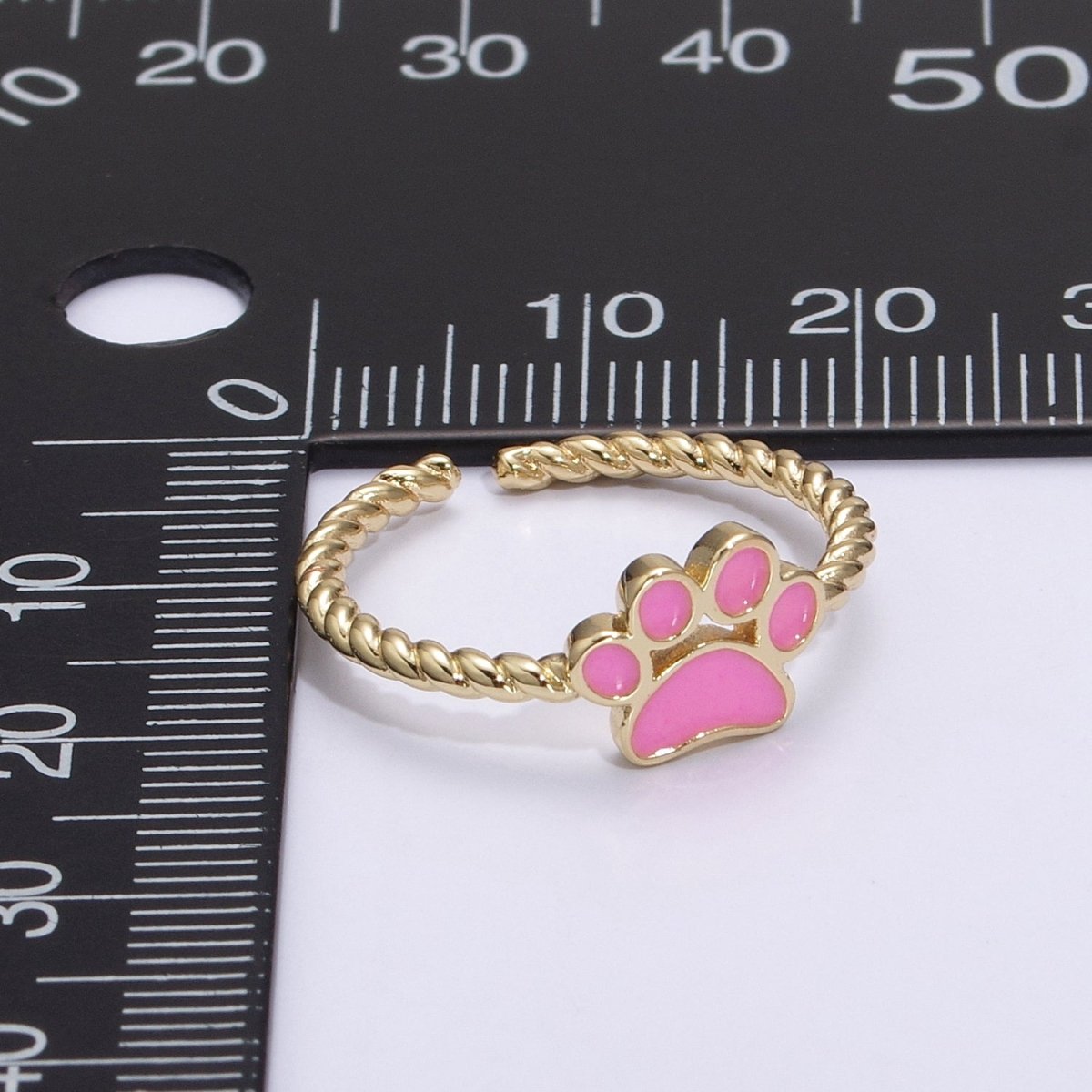 Dainty Thin Paw Print Enamel Fashion Ring with Colorfuul Paw Dog Lover Cat Lover Jewelry Open Adjustable U-030~U-033