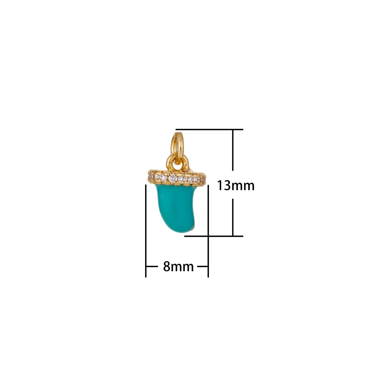Dainty Tiny Tusk Drop Charm, Dainty Horn Turquoise Charms with CZ for Bracelet Earring Necklace Jewelry Making Supply Gold Filled, C433