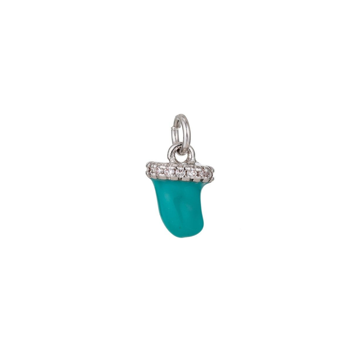 Dainty Tiny Tusk Drop Charm, Dainty Horn Turquoise Charms with CZ for Bracelet Earring Necklace Jewelry Making Supply Gold Filled, C433