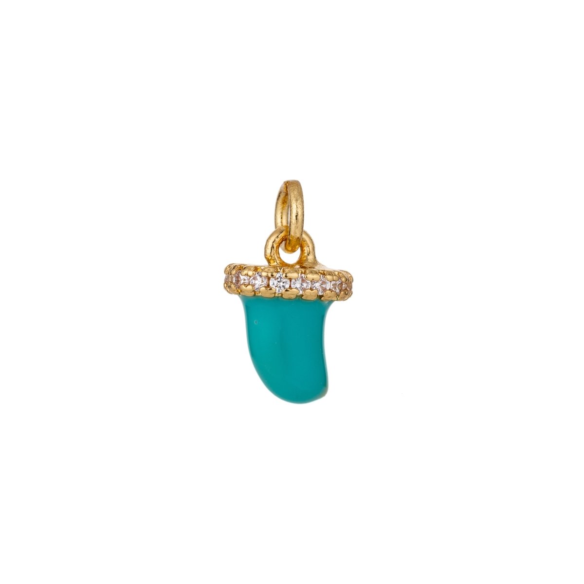 Dainty Tiny Tusk Drop Charm, Dainty Horn Turquoise Charms with CZ for Bracelet Earring Necklace Jewelry Making Supply Gold Filled, C433