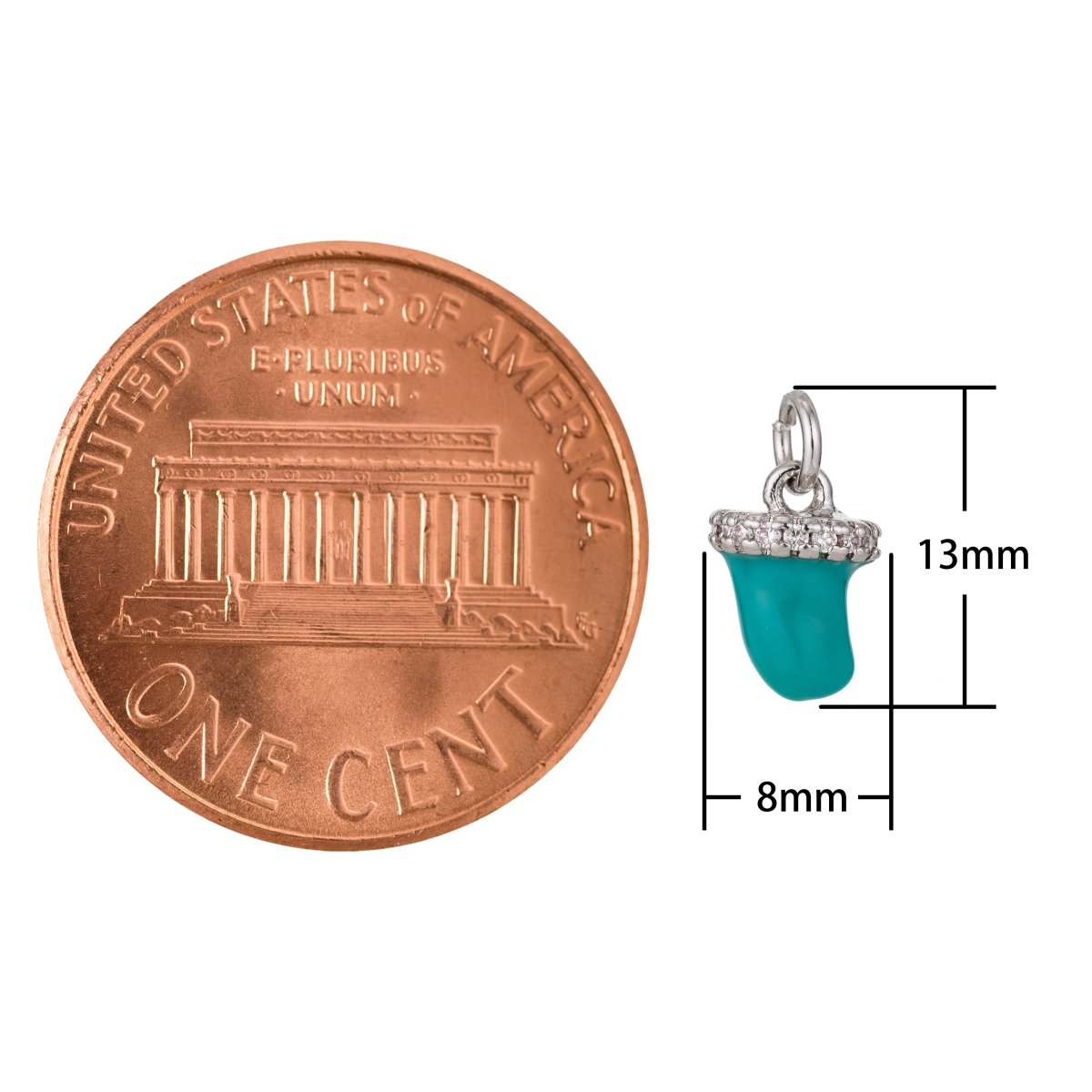 Dainty Tiny Tusk Drop Charm, Dainty Horn Turquoise Charms with CZ for Bracelet Earring Necklace Jewelry Making Supply Gold Filled, C433