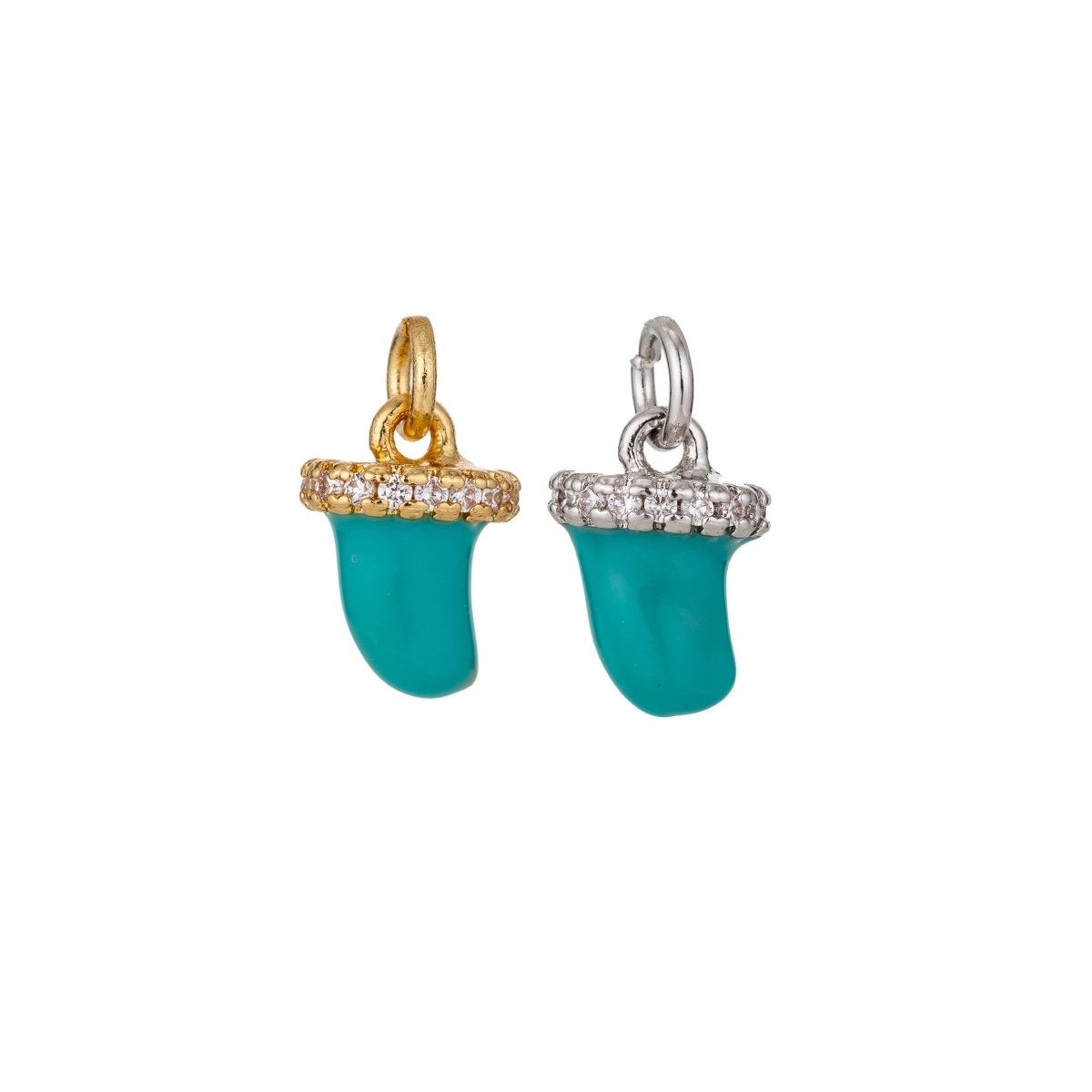 Dainty Tiny Tusk Drop Charm, Dainty Horn Turquoise Charms with CZ for Bracelet Earring Necklace Jewelry Making Supply Gold Filled, C433