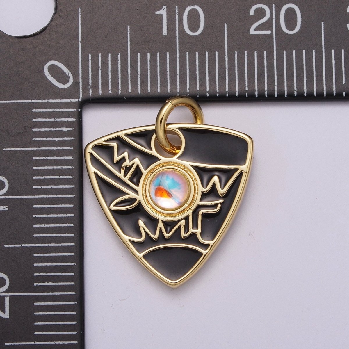 Dainty Triangle Charm Add on Opal Eye Charm Enamel Geometry Jewelry Pink Black White Green Color M-864 - M-867