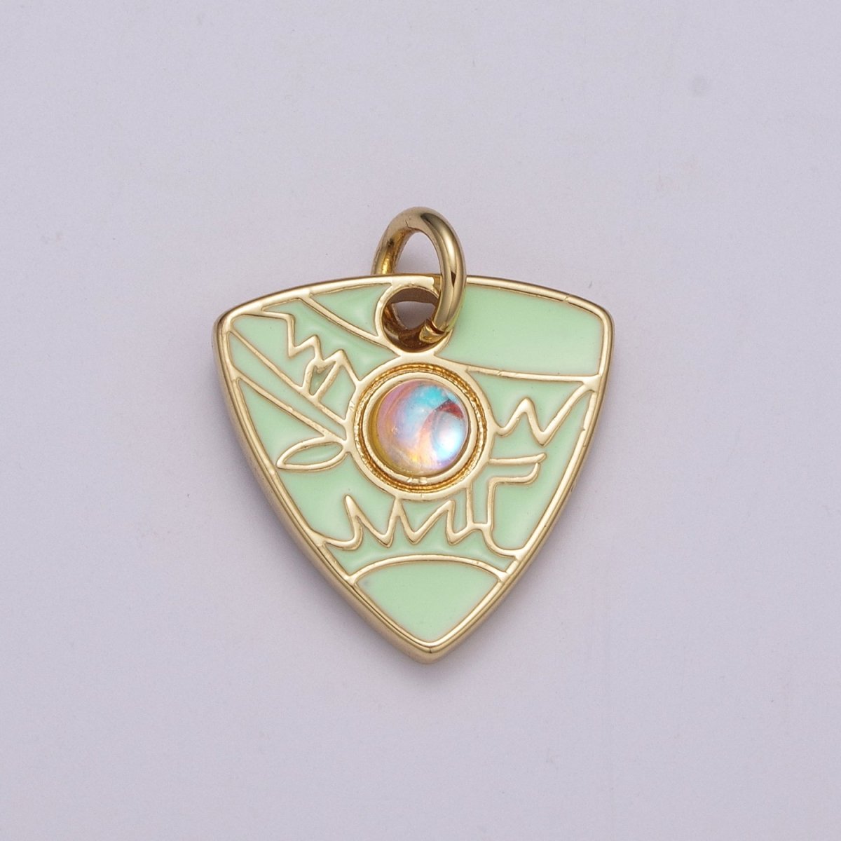Dainty Triangle Charm Add on Opal Eye Charm Enamel Geometry Jewelry Pink Black White Green Color M-864 - M-867