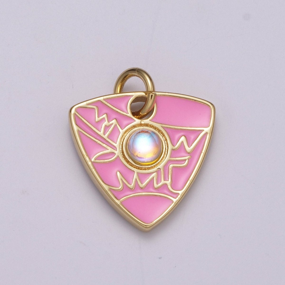 Dainty Triangle Charm Add on Opal Eye Charm Enamel Geometry Jewelry Pink Black White Green Color M-864 - M-867