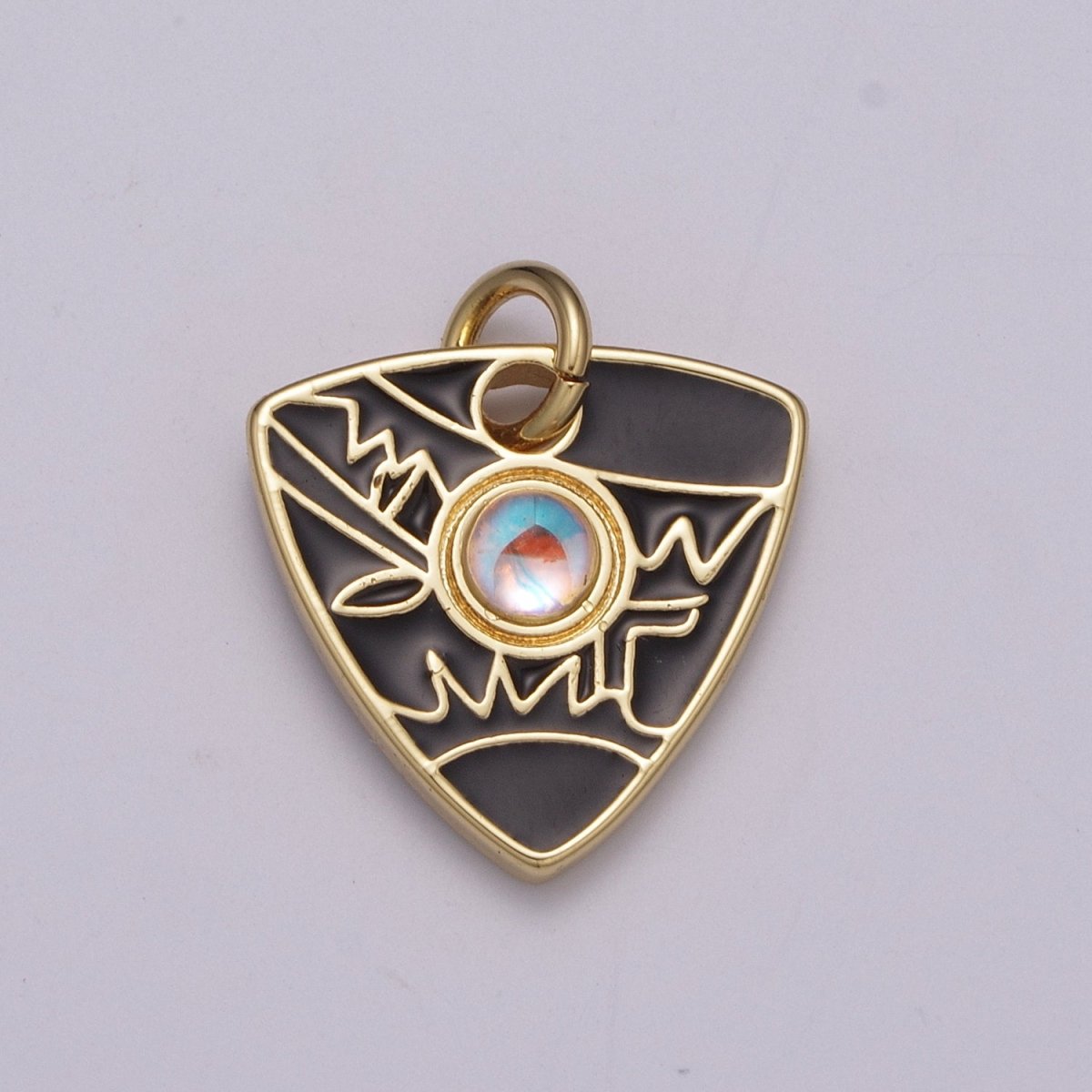 Dainty Triangle Charm Add on Opal Eye Charm Enamel Geometry Jewelry Pink Black White Green Color M-864 - M-867