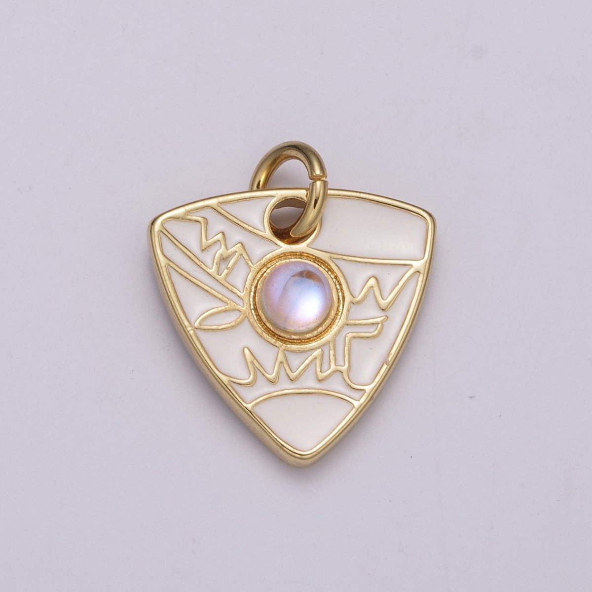 Dainty Triangle Charm Add on Opal Eye Charm Enamel Geometry Jewelry Pink Black White Green Color M-864 - M-867