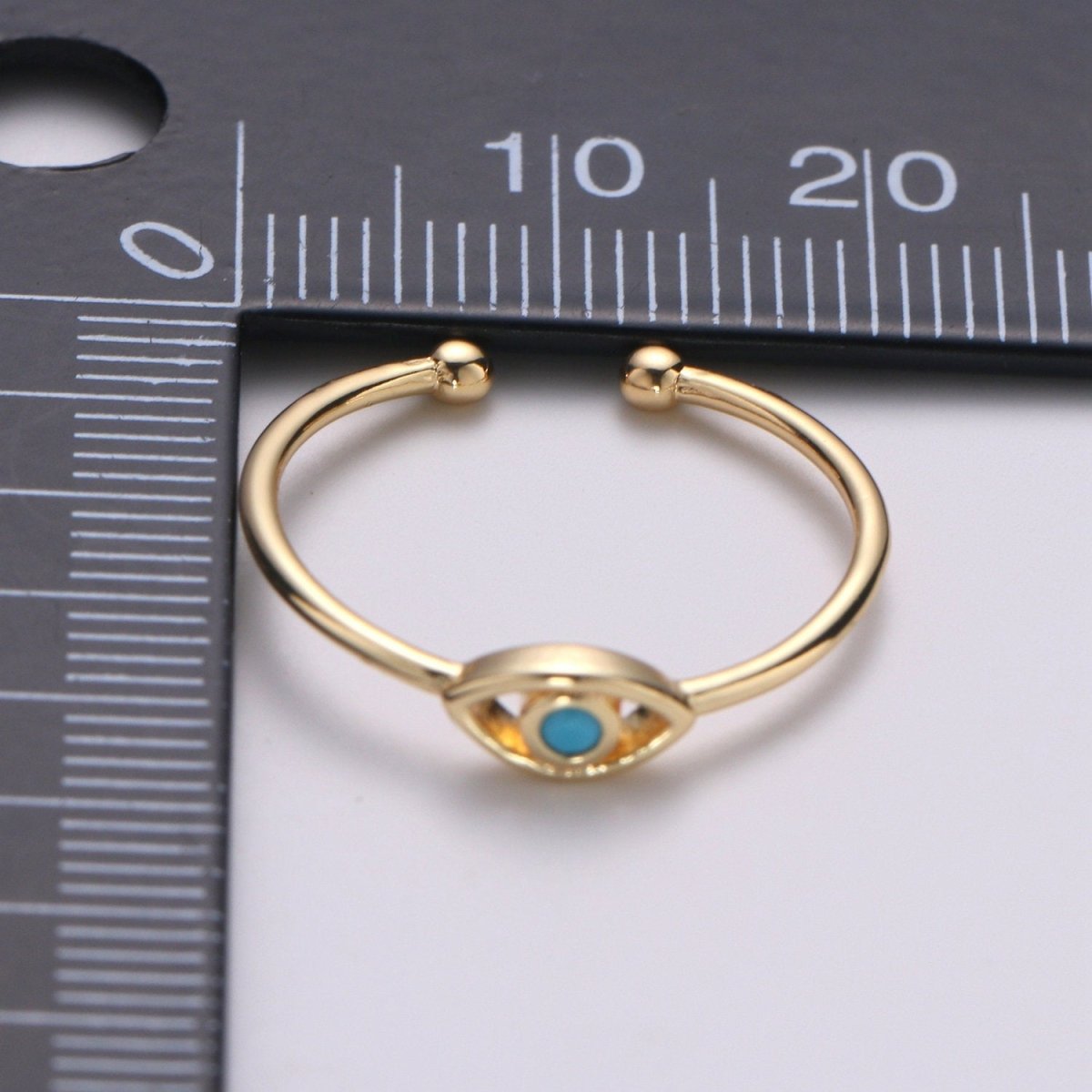 Dainty Turquoise Evil Eye Stacking Ring, Gold Minimalist Ring, Simple Open Ring, Thin Adjustable Ring, Amulet Jewelry Gift for her  R-142 O-465