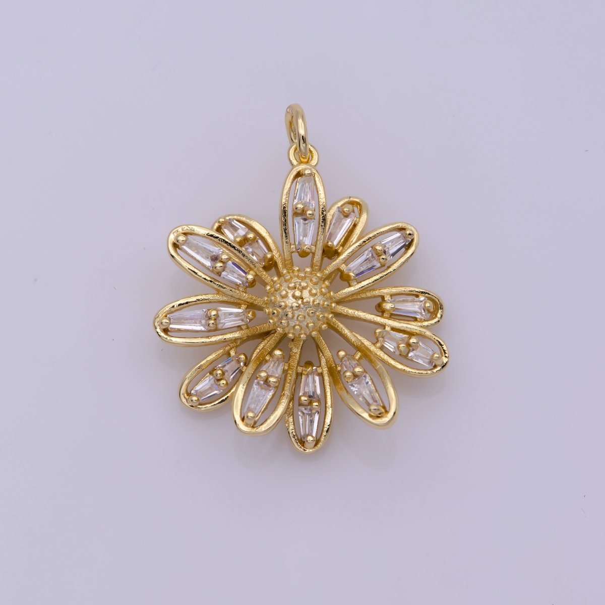 Daisy Flower Gold Charm CZ 18K Gold Filled Cz Necklace Earrings Charms DIY Bracelet Jewelry Findings Jewelry Making N-186