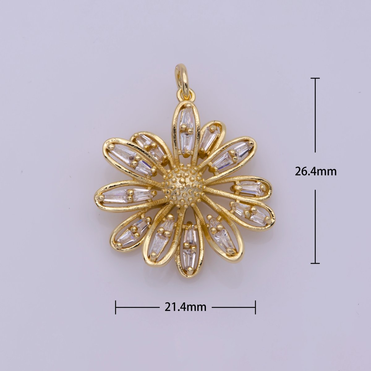 Daisy Flower Gold Charm CZ 18K Gold Filled Cz Necklace Earrings Charms DIY Bracelet Jewelry Findings Jewelry Making N-186